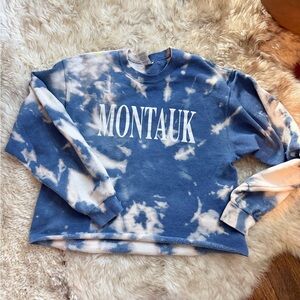 Vintage Blue Tie-Dye Montauk Cut Off Sweatshirt Size M